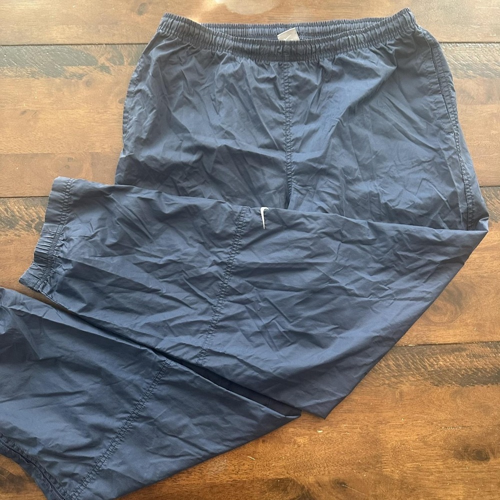 Nike Track Pants Mens XL Blue Nylon Elastic VTG Ankle Zip Lightweight 90s Y2K
